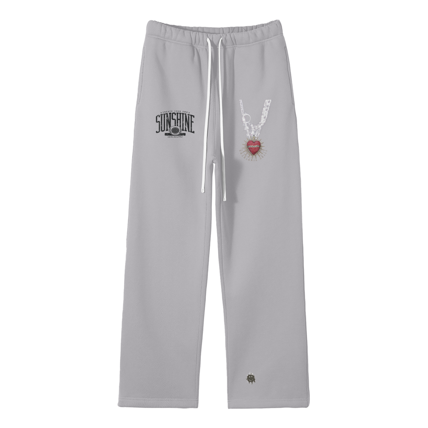 Streetwear Unisex Solid Color Fleece Straight Leg Pants