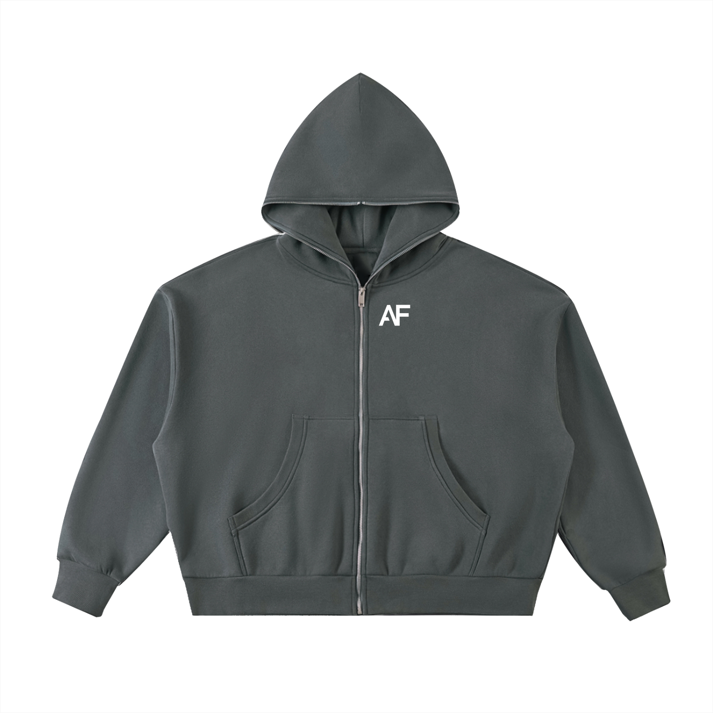 Fleeced Full-Zip Boxy Hoodie