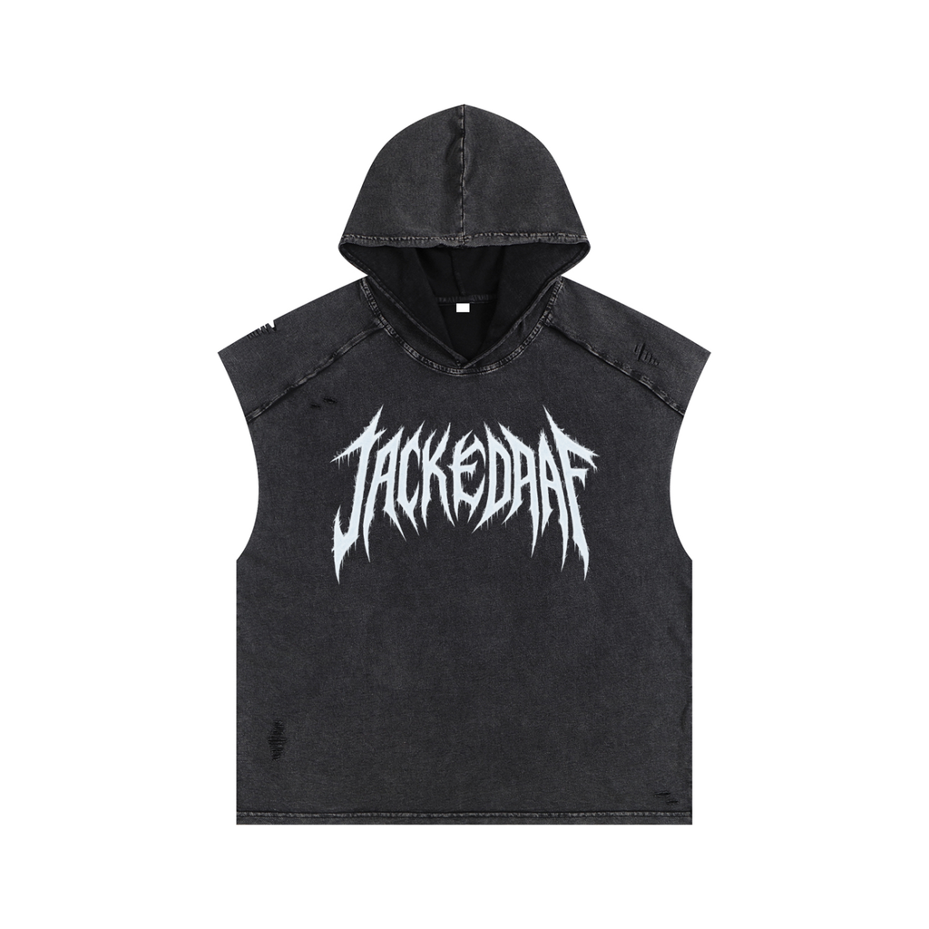 Snow Washed Boxy Hooded Tank Top