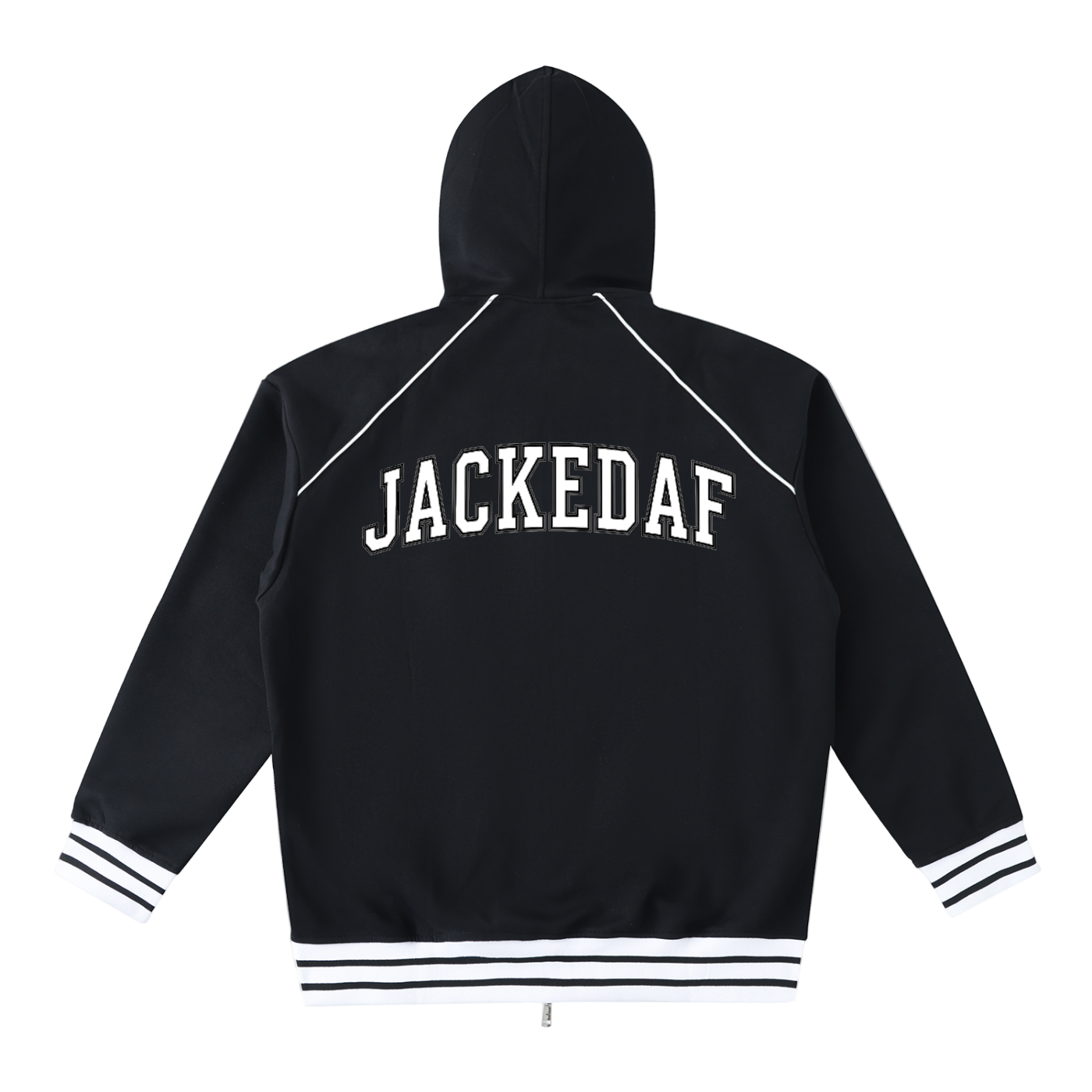 Striped Trim Zip-Up Hoodie