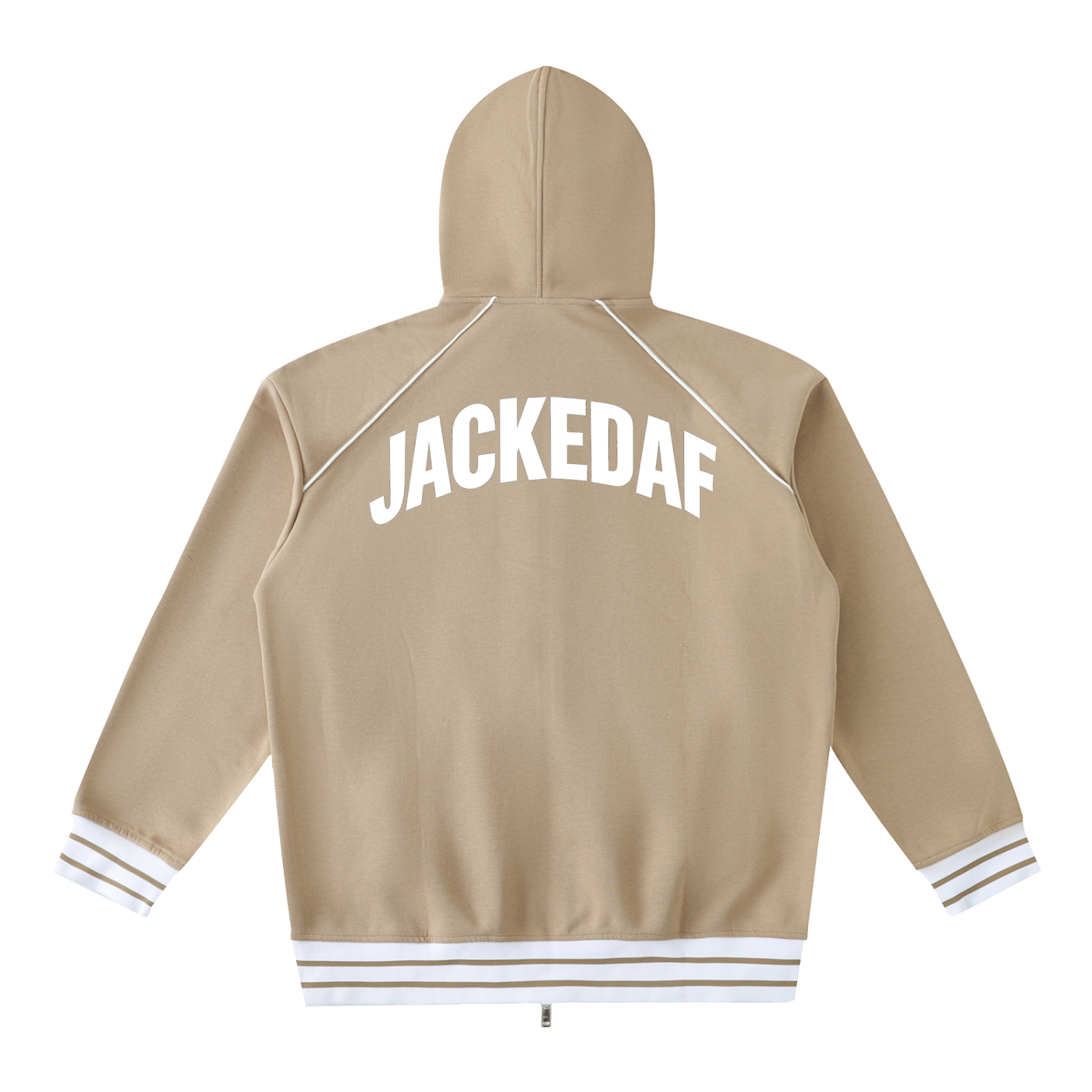 Striped Trim Zip-Up Hoodie