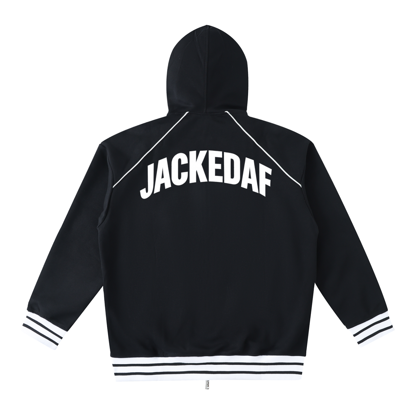 Striped Trim Zip-Up Hoodie