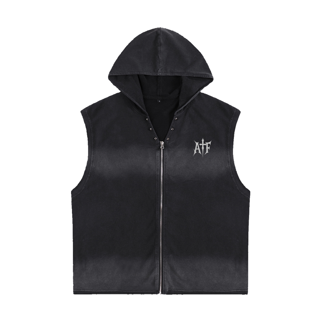 Vintage Washed Zip-Up Hooded Tank Top