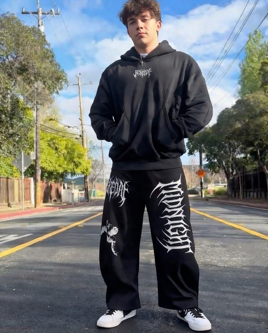 Snow Washed Distressed Panel Pocket Hoodie