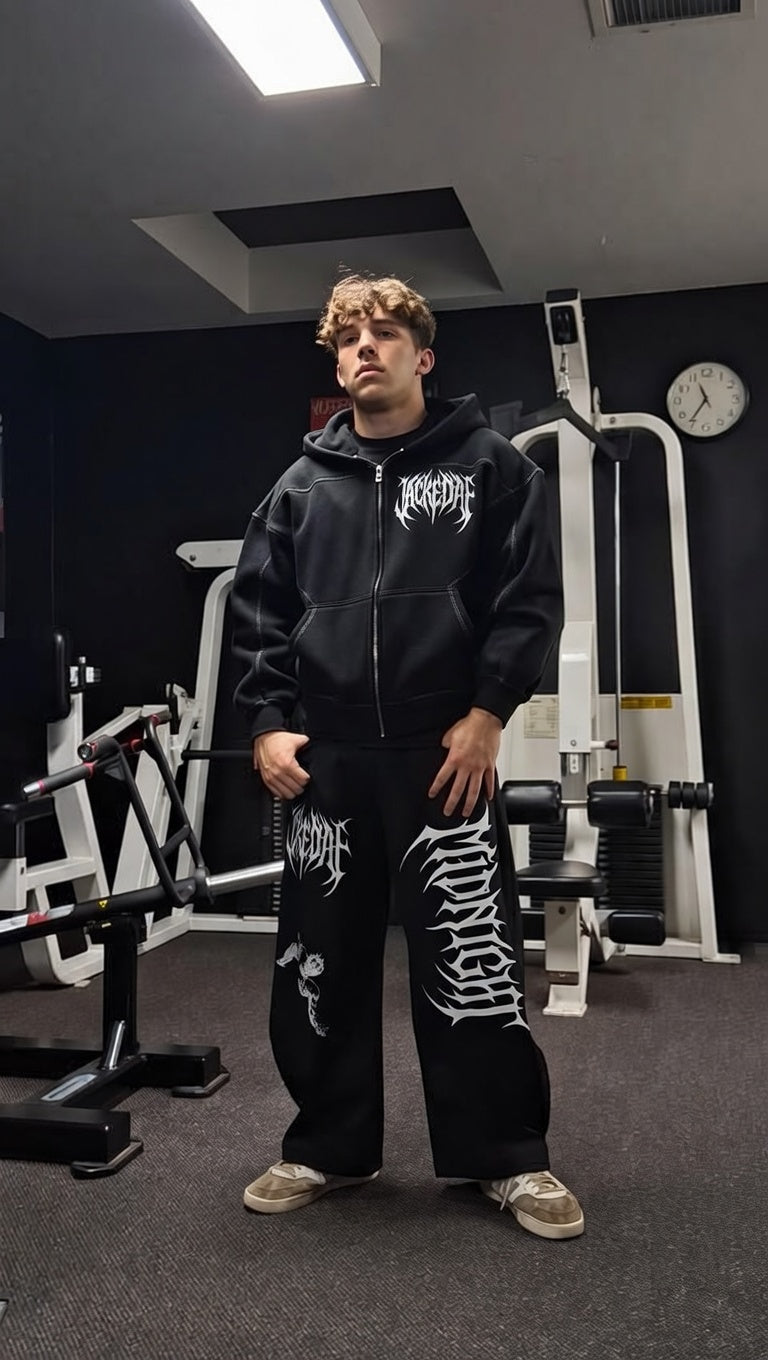 Contrast-Stitched Boxy Fleece Zip Hoodie