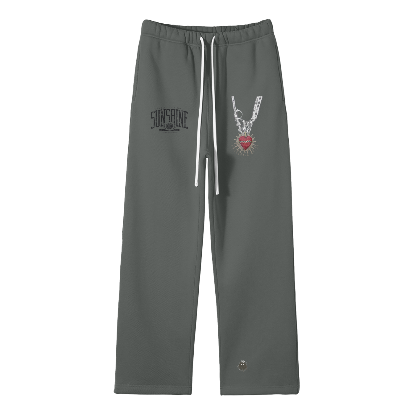 Streetwear Unisex Solid Color Fleece Straight Leg Pants