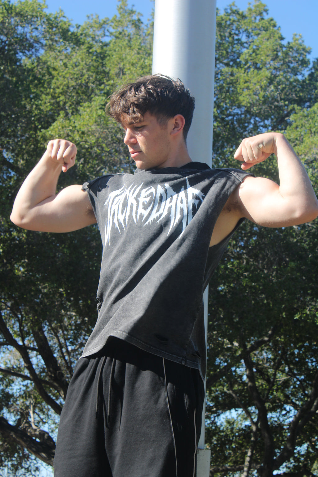 Snow Washed Boxy Hooded Tank Top