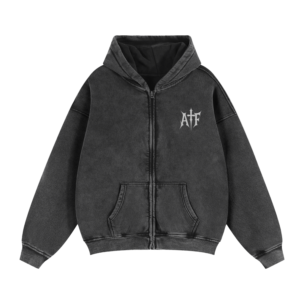 Zip-Through Boxy Fleece Hoodie