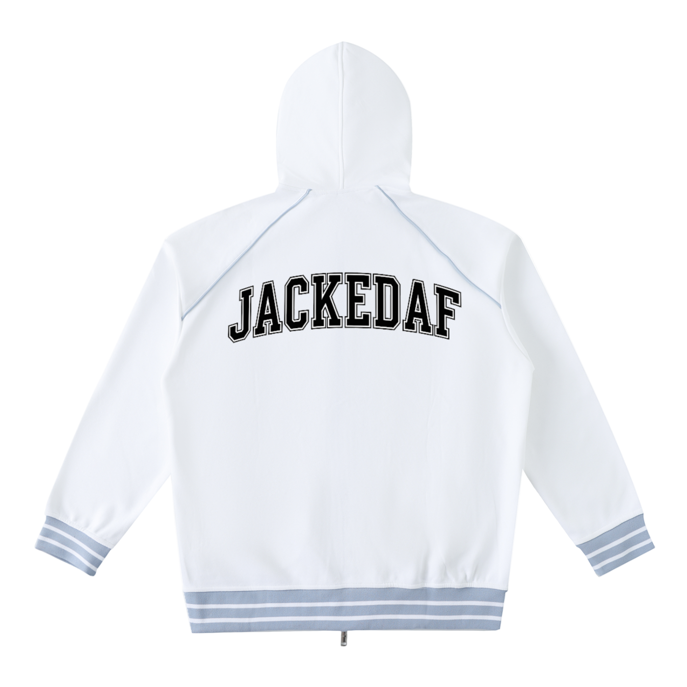 Striped Trim Zip-Up Hoodie