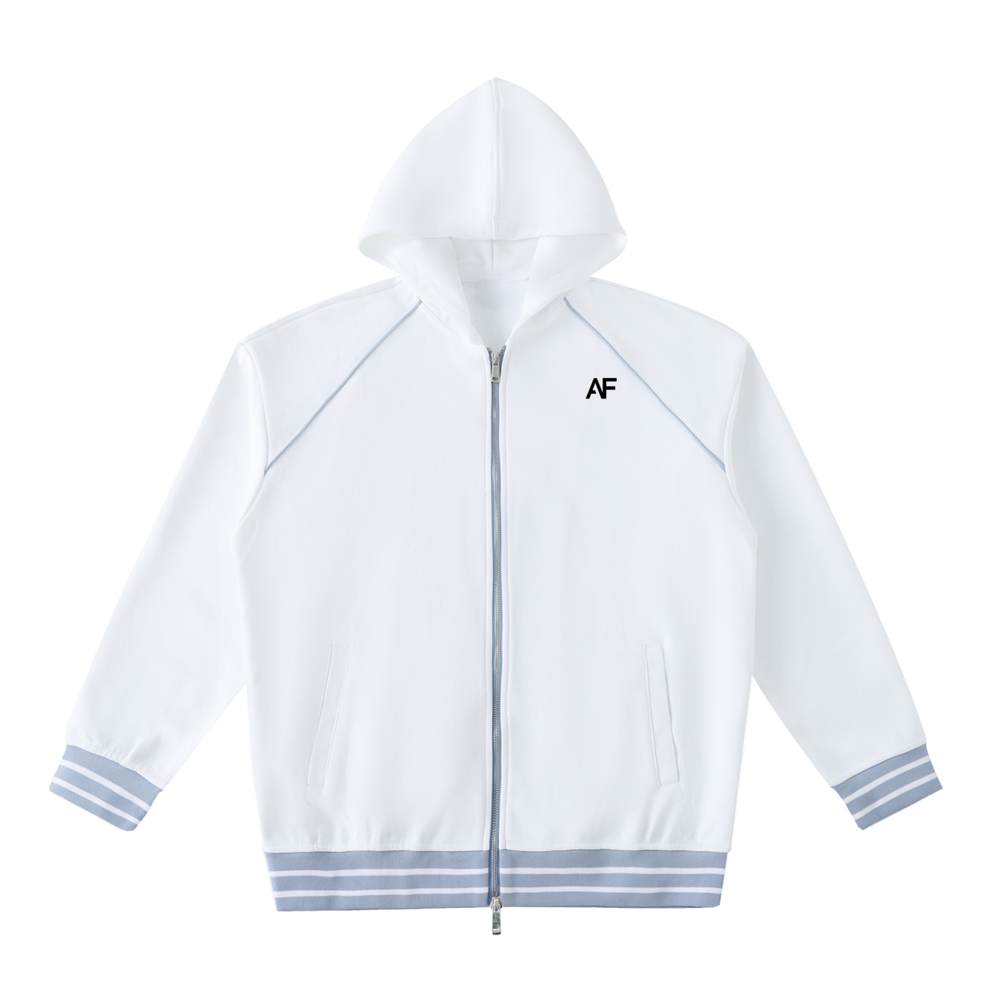 Striped Trim Zip-Up Hoodie
