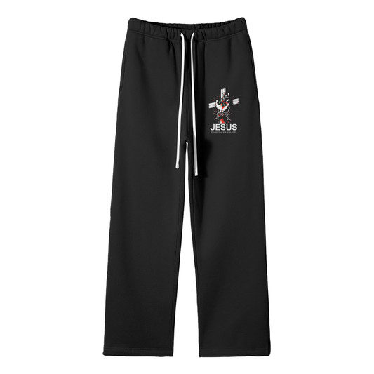 Streetwear Unisex Solid Color Fleece Straight Leg Pants