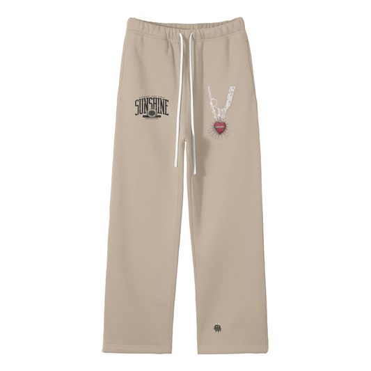 Streetwear Unisex Solid Color Fleece Straight Leg Pants
