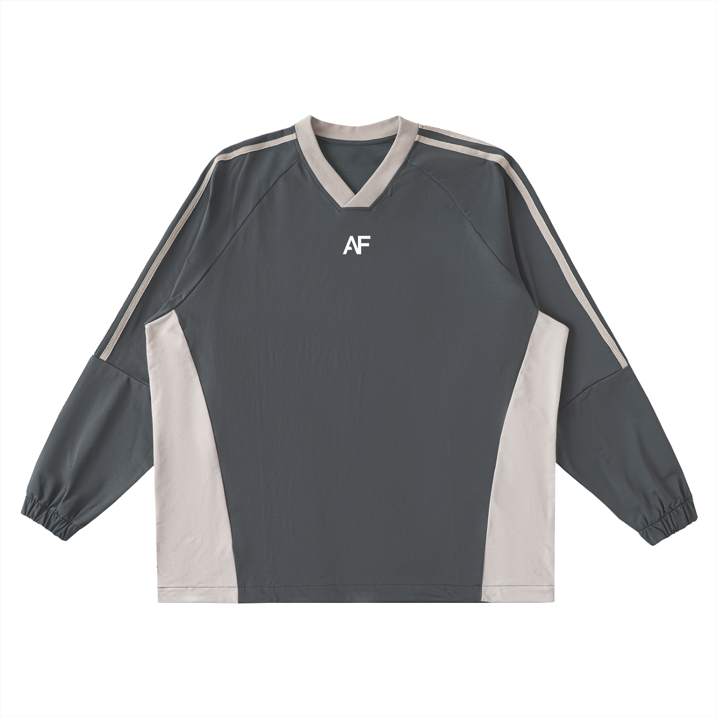 Color-Block V-Neck Long-Sleeve T-Shirt