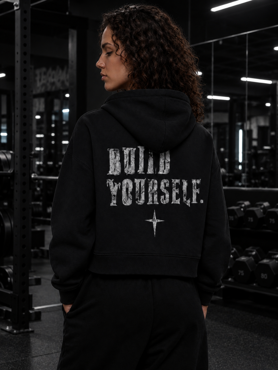 Fleeced Zip-Up Cropped Hoodie